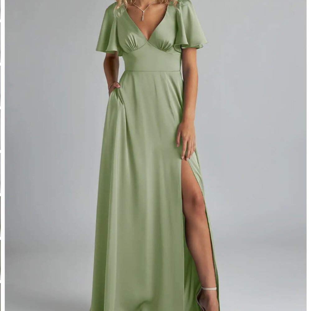 Azazie Kimber Dress - Dusty Sage (size A4)